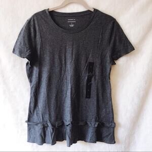 Banana Republic Gray Pleat Flounce Hem Top